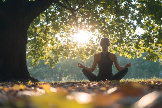 Pessoa meditando no parque